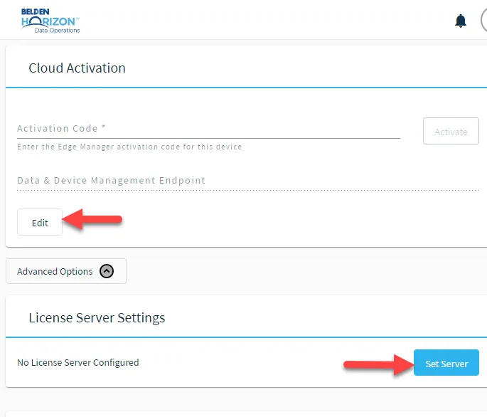 License Server Settings option