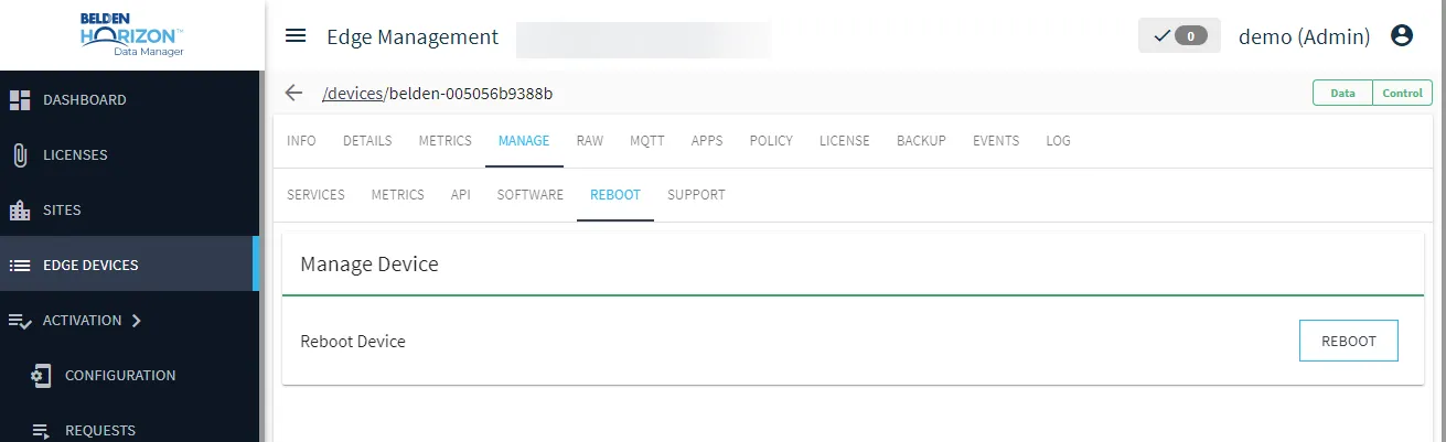 Reboot sub-tab