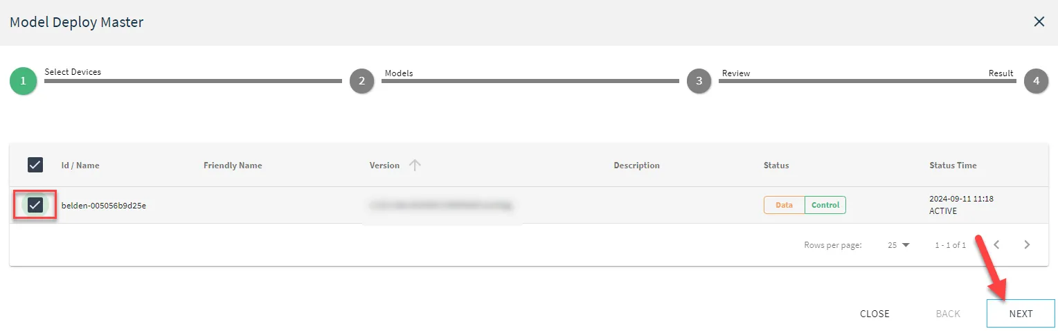 Select Devices pane