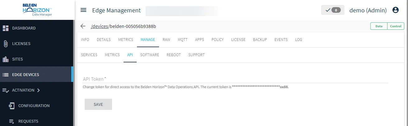 API sub-tab