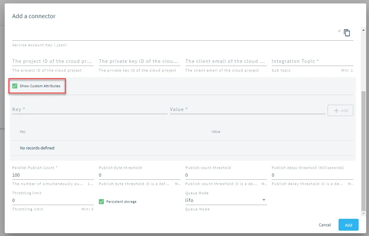 Show Custom Attributes checkbox Show Custom Attributes checkbox