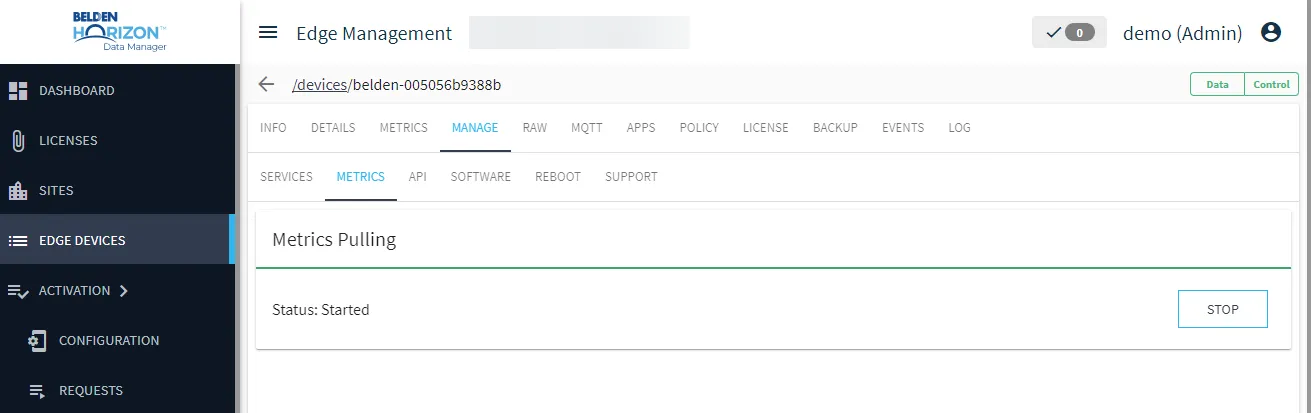 Metrics sub-tab