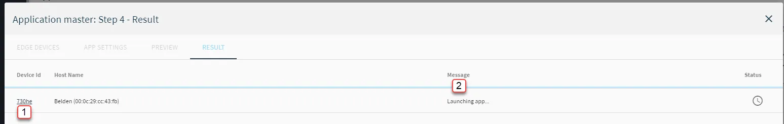 Deploy an Application Step 4: Result Deploy an Application Step 4: Result