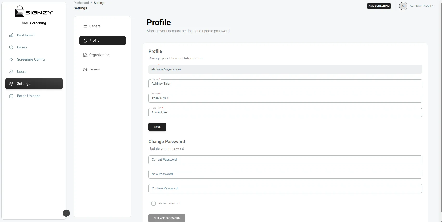 Profile Page
