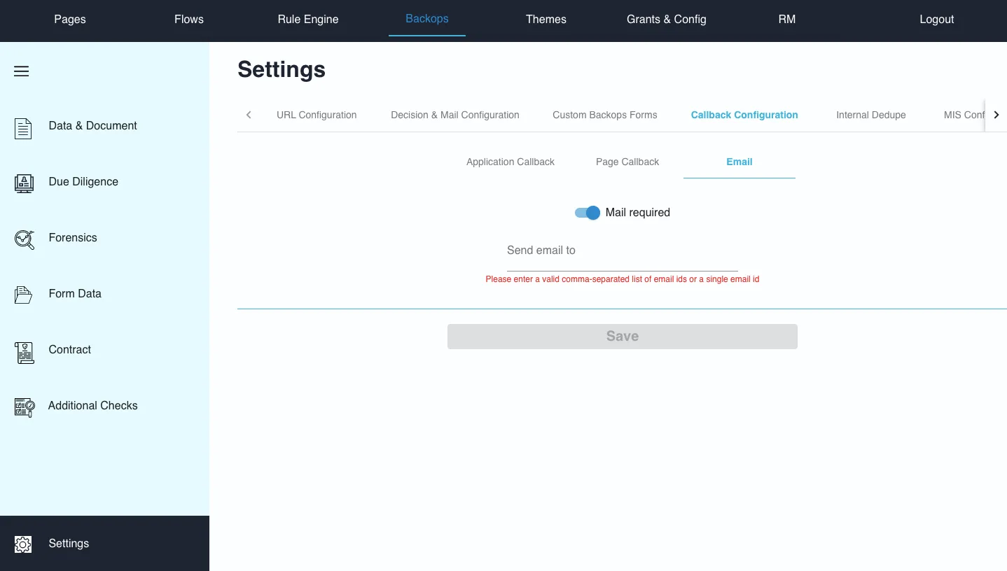 Email Callback Configuration