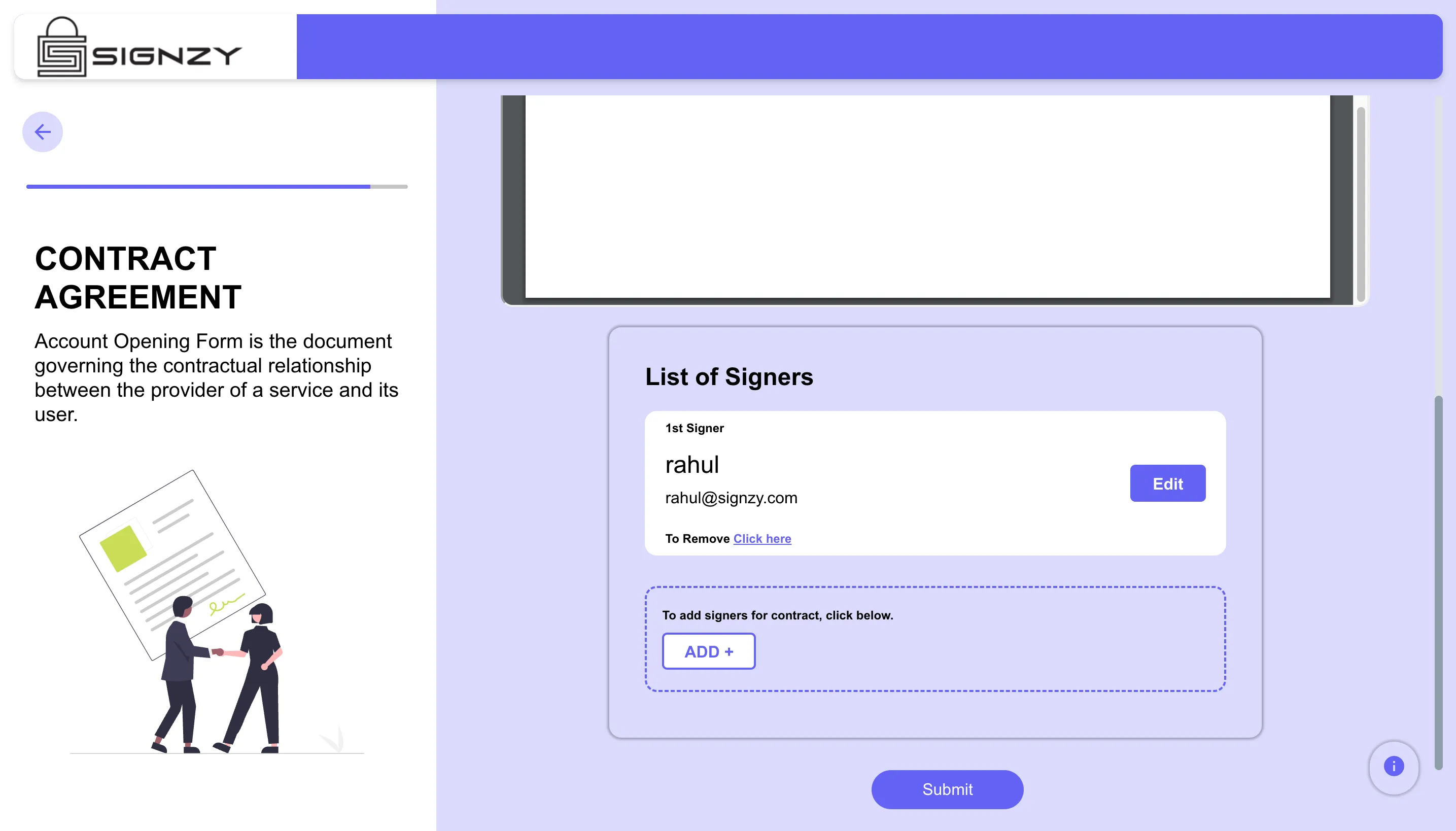Adding signers to the contract