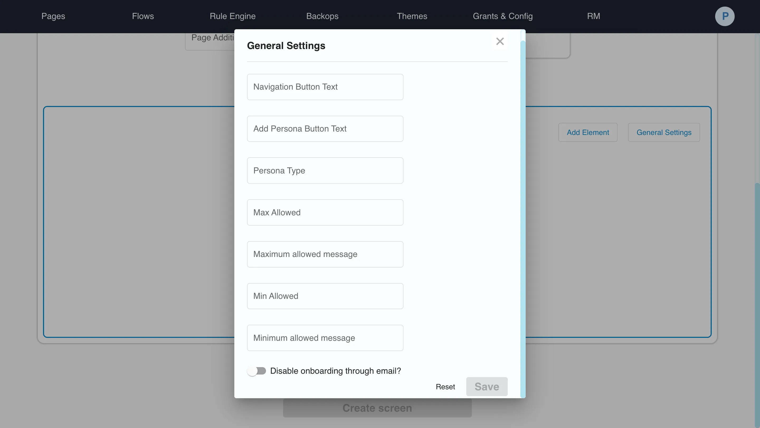 Options to configure the general settings for the jumper page