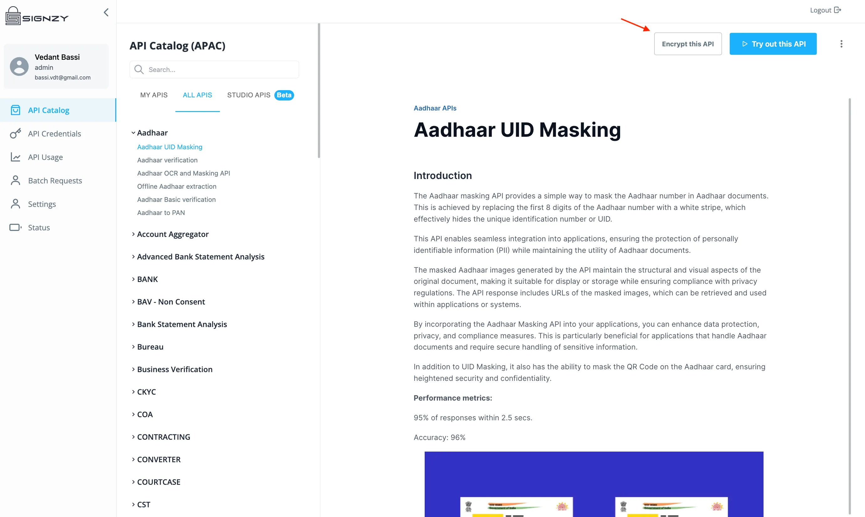 API Catalog - Encrypt this API feature