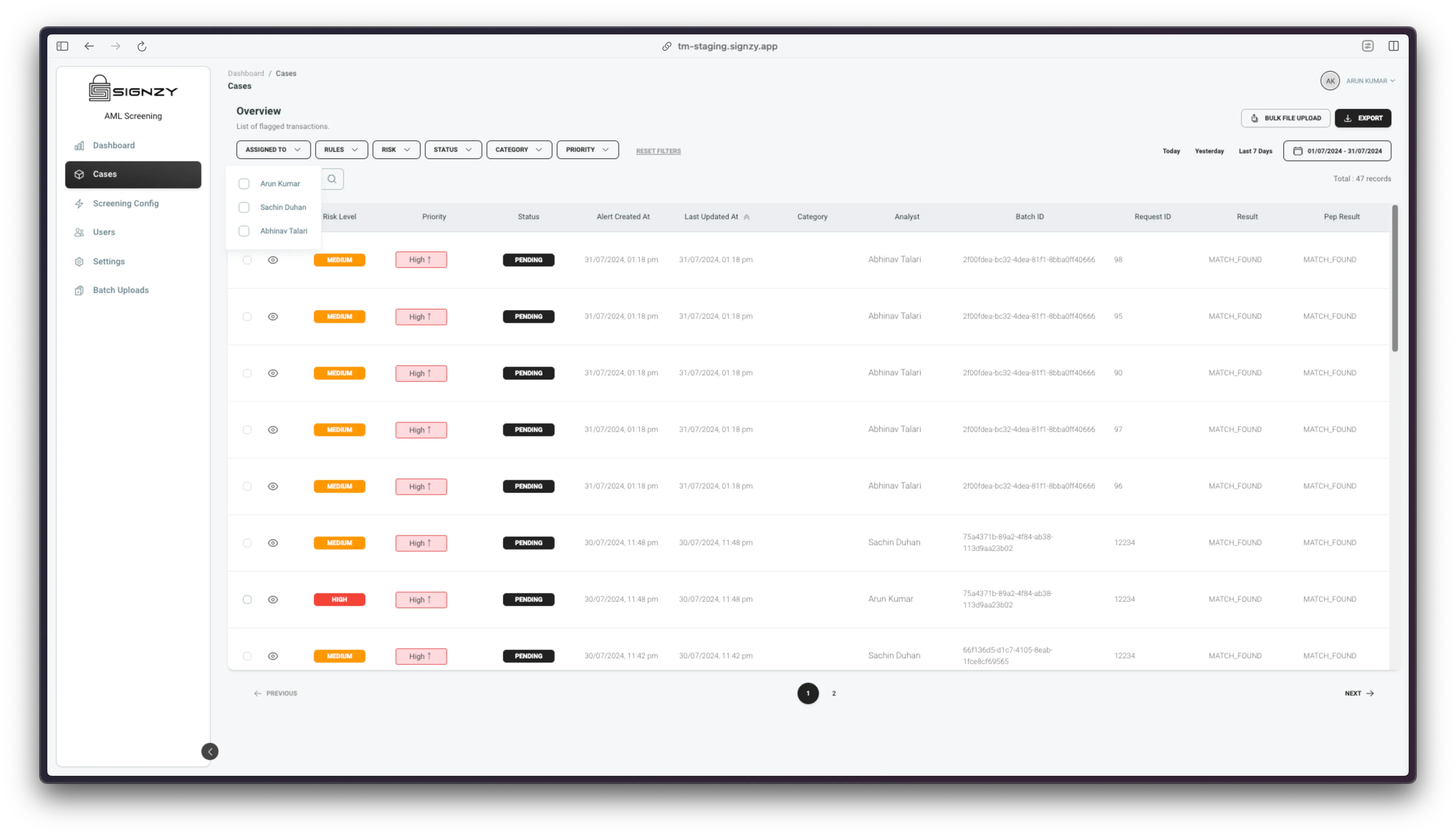 Case Management Page