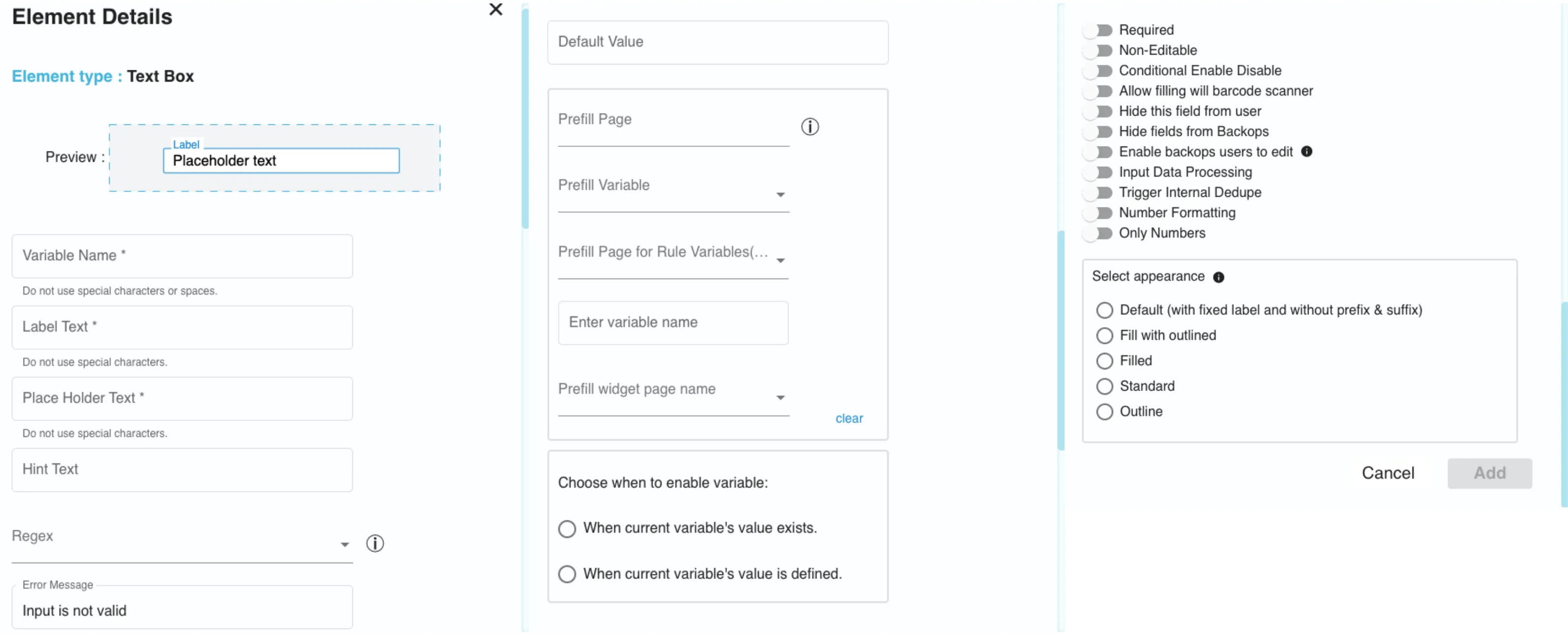 Element Details of Textbox