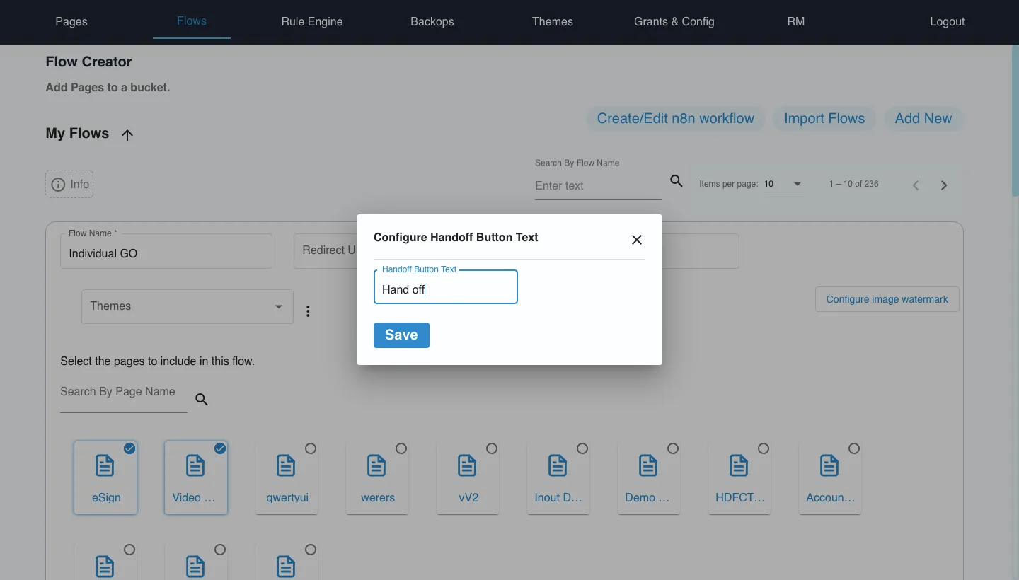 Handoff button text configuration Handoff button text configuration