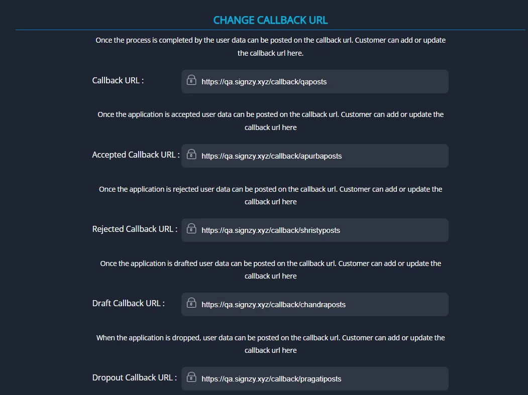 Callback Configuration