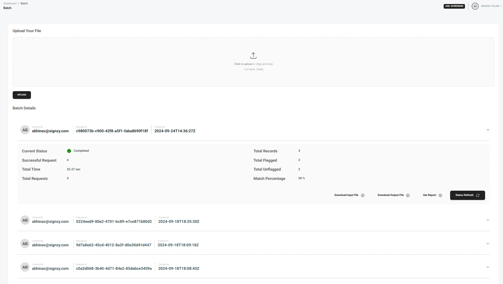 Batch Uploads Page