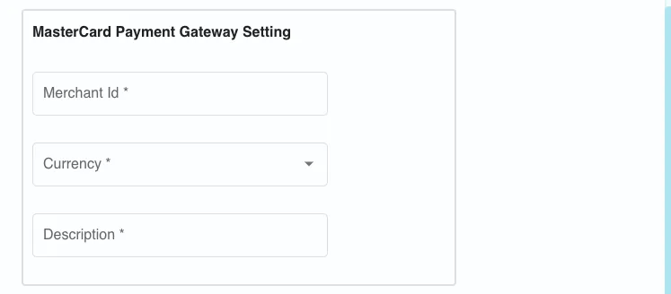 MasterCard Settings