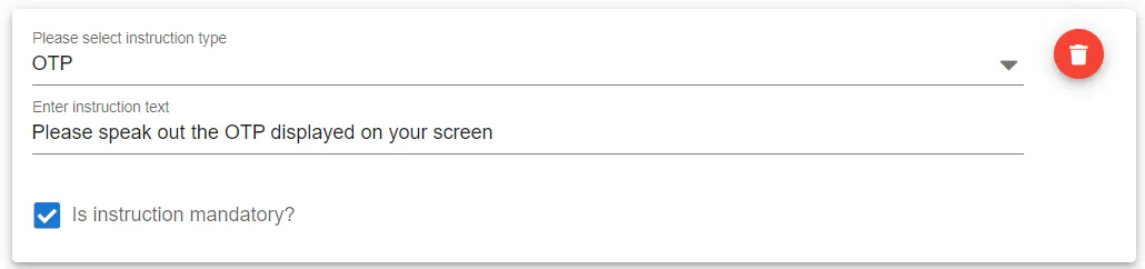 OTP Questionnaire Single Choice Questionnaire Configuration