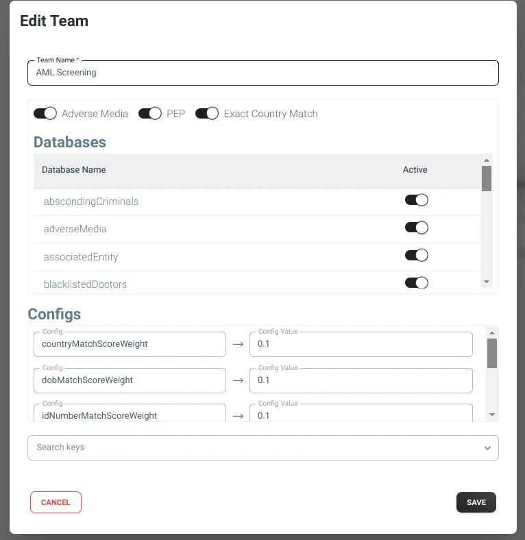 Teams Settings Edit Page