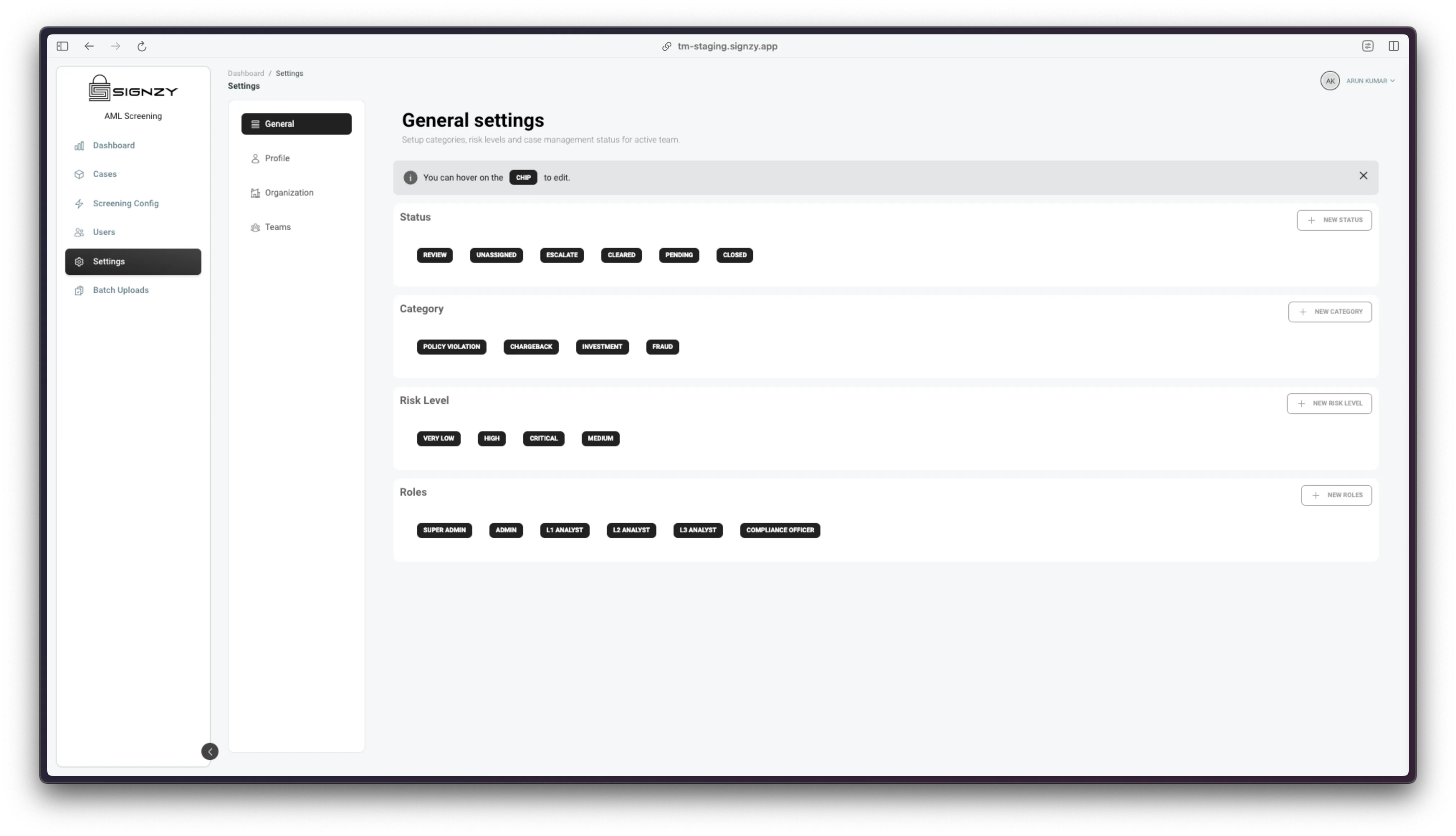General Settings Page