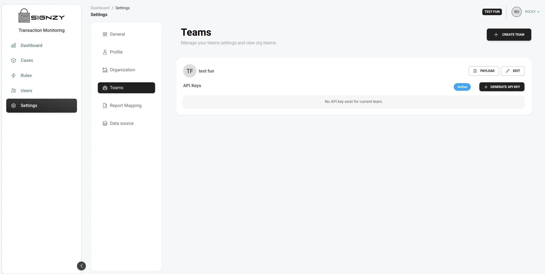 Teams Page