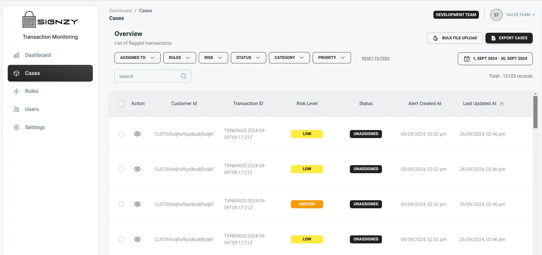 TM Case Management Page