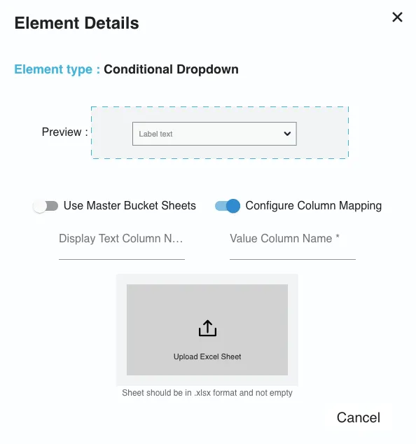 Element Details of Conditional Dropdown