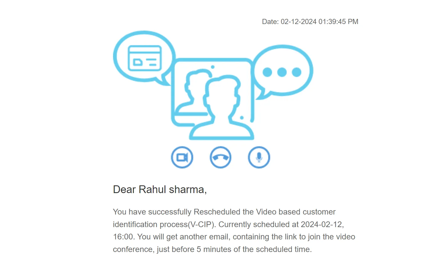 Rescheduled call email sample
