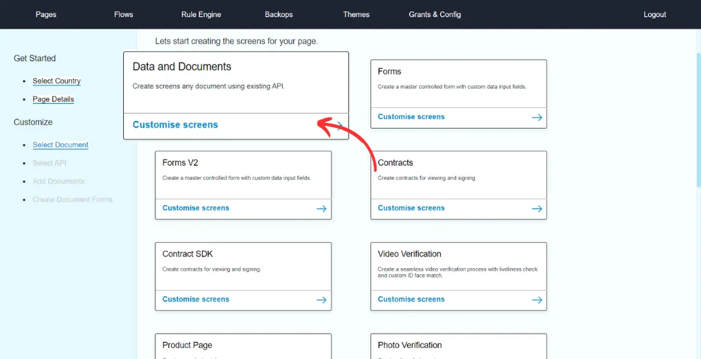 Data and Documents widget