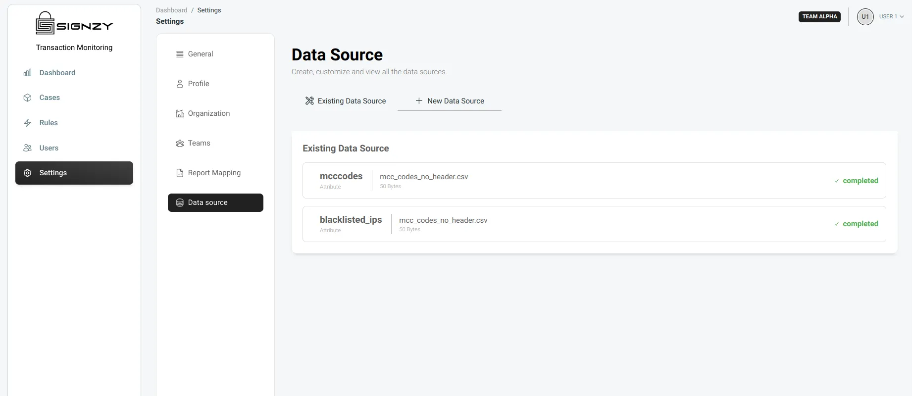 Data Sources Page