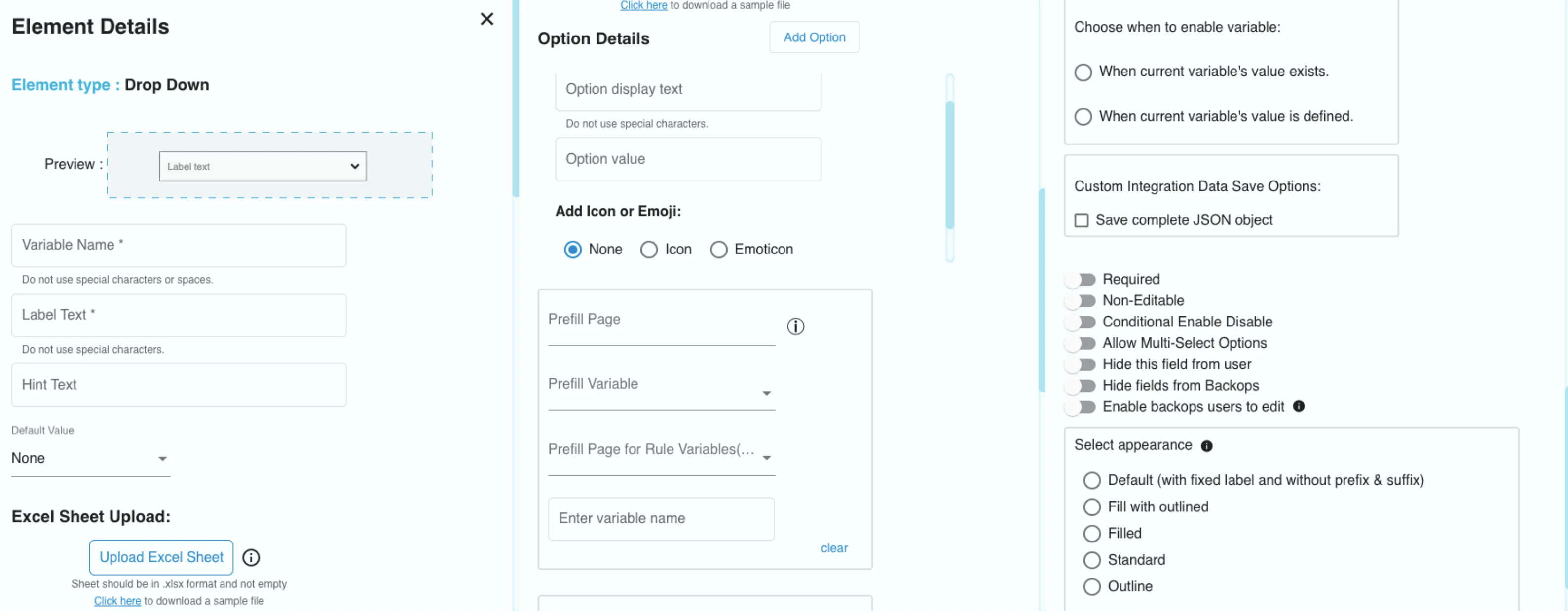 Element Details of Dropdown Menu