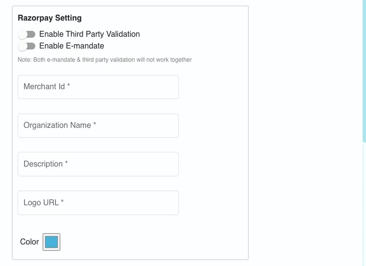 Razorpay Settings
