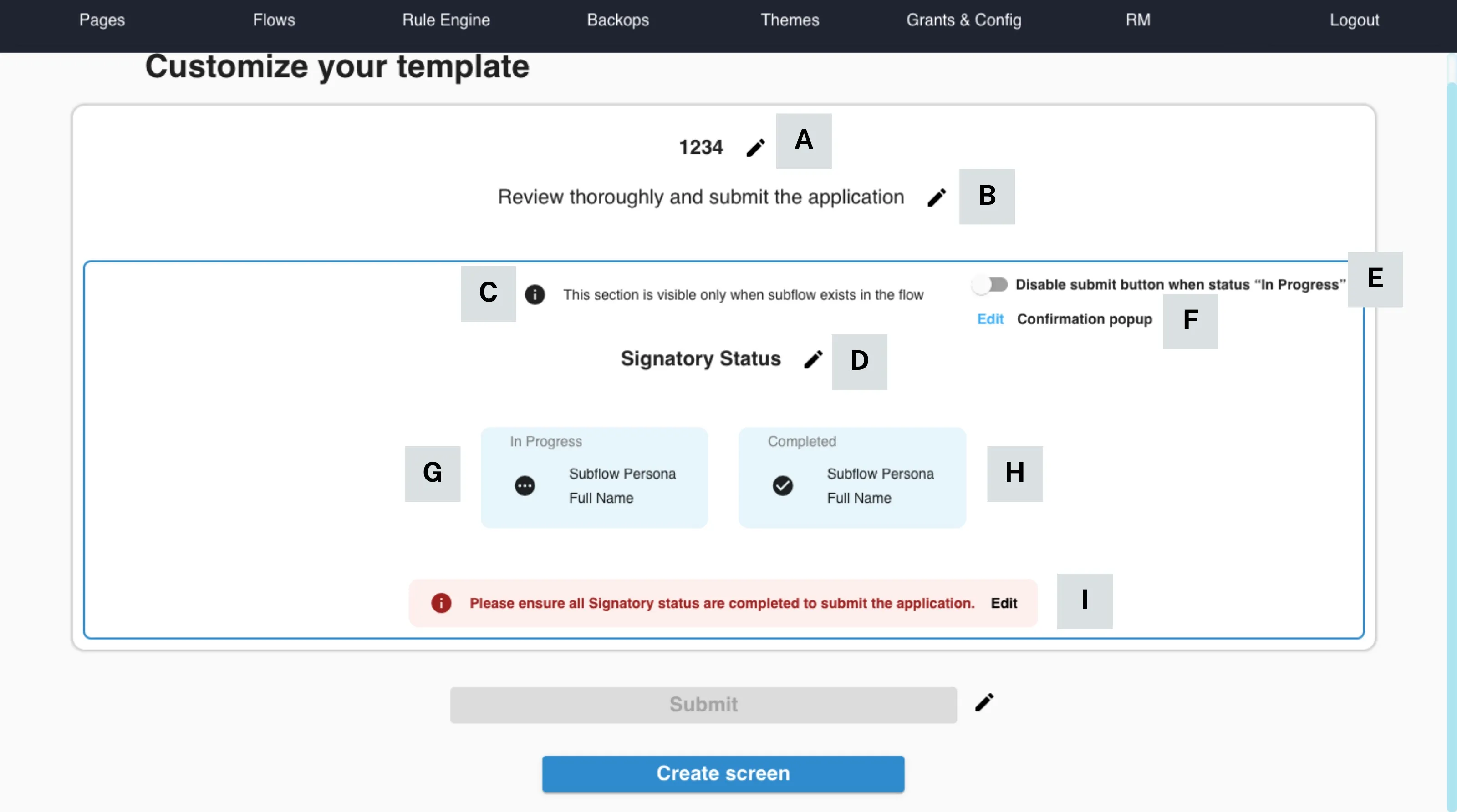 Generic elements to configure the summary page widget Generic elements to configure the summary page widget