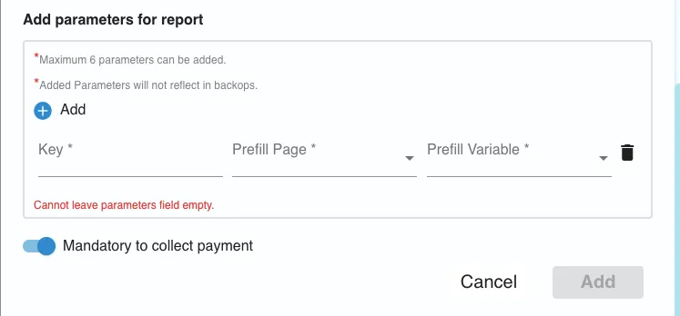 Add parameters for report