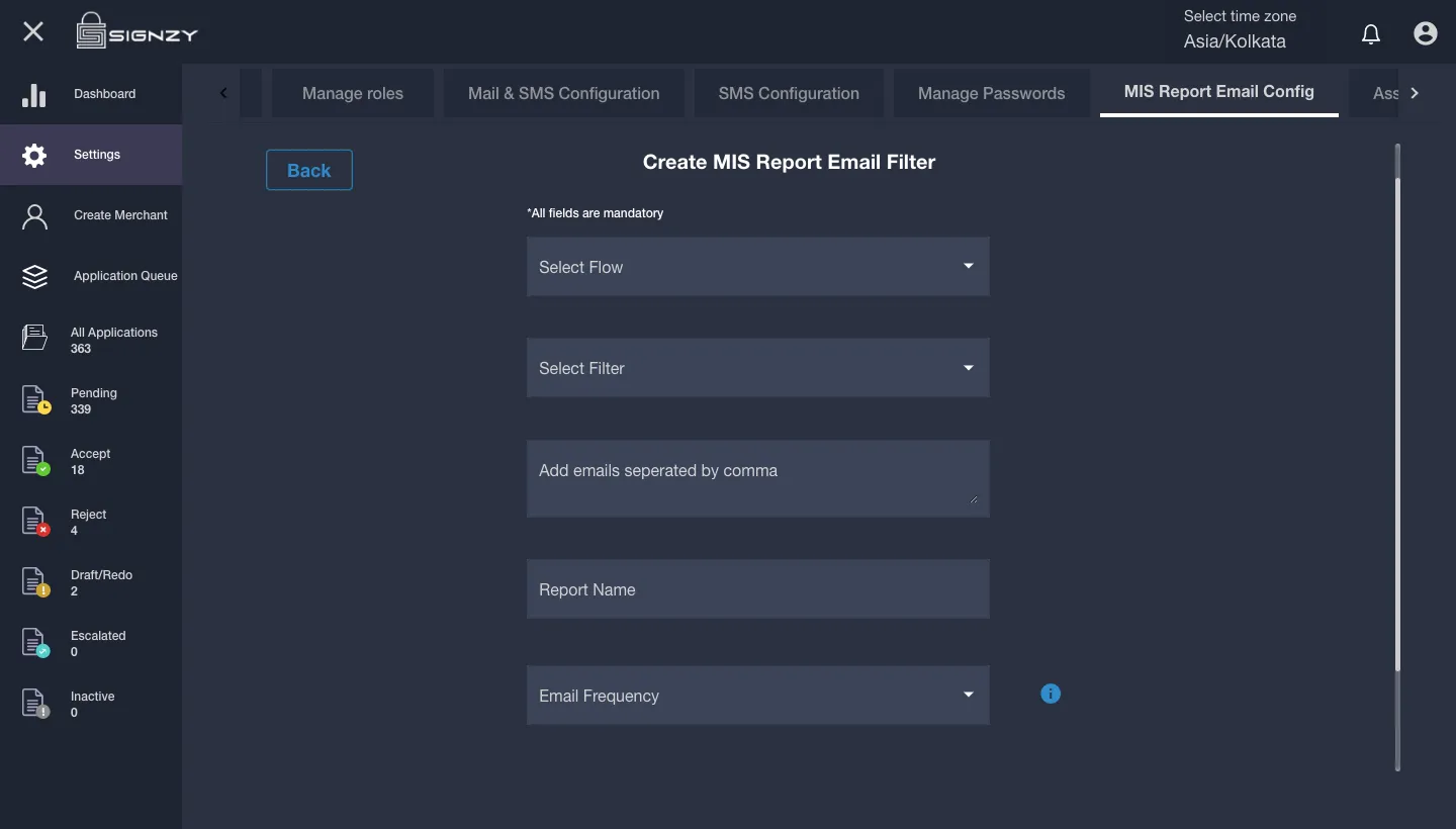Create New MIS Report Email Schedule