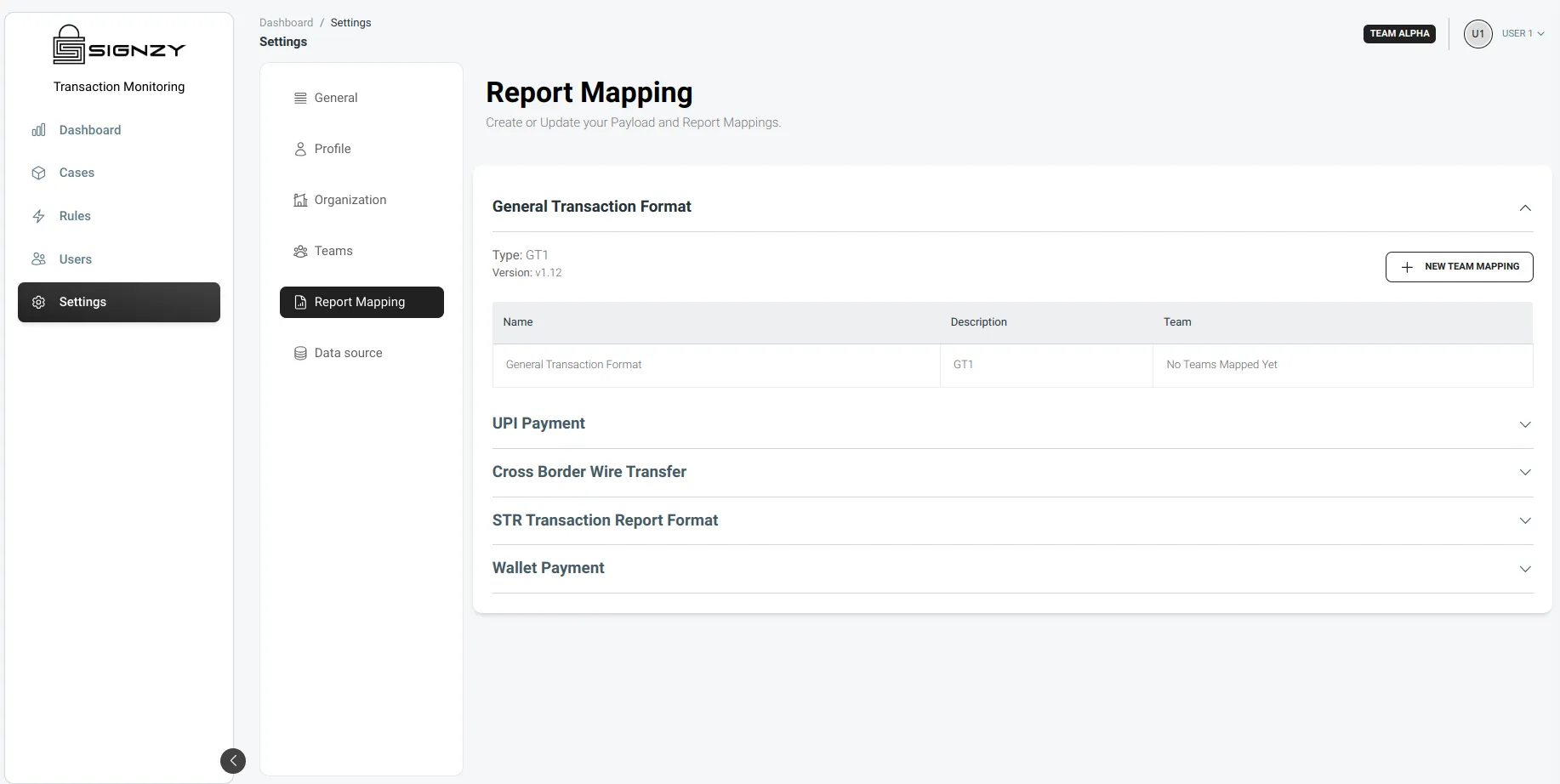 Report Mapping Page