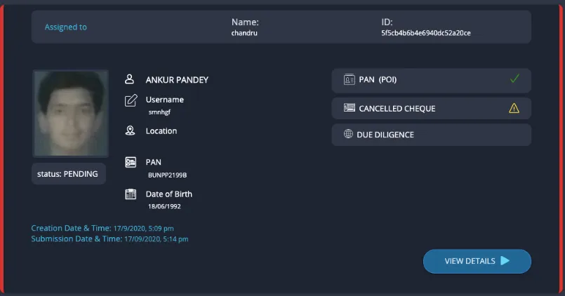 By clicking on the view details button - detailed view of the application will be available