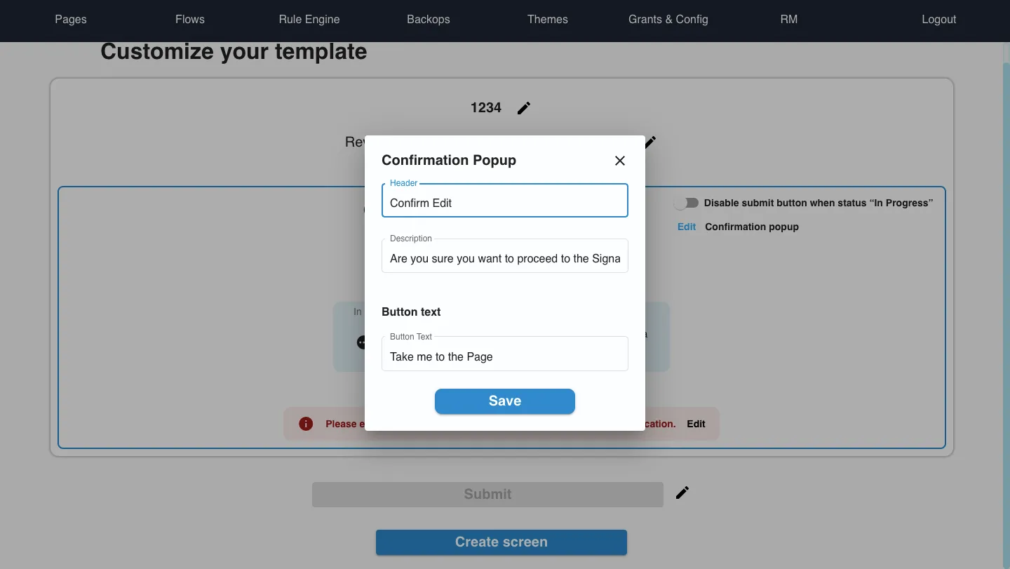 Confirmation Popup Confirmation Popup