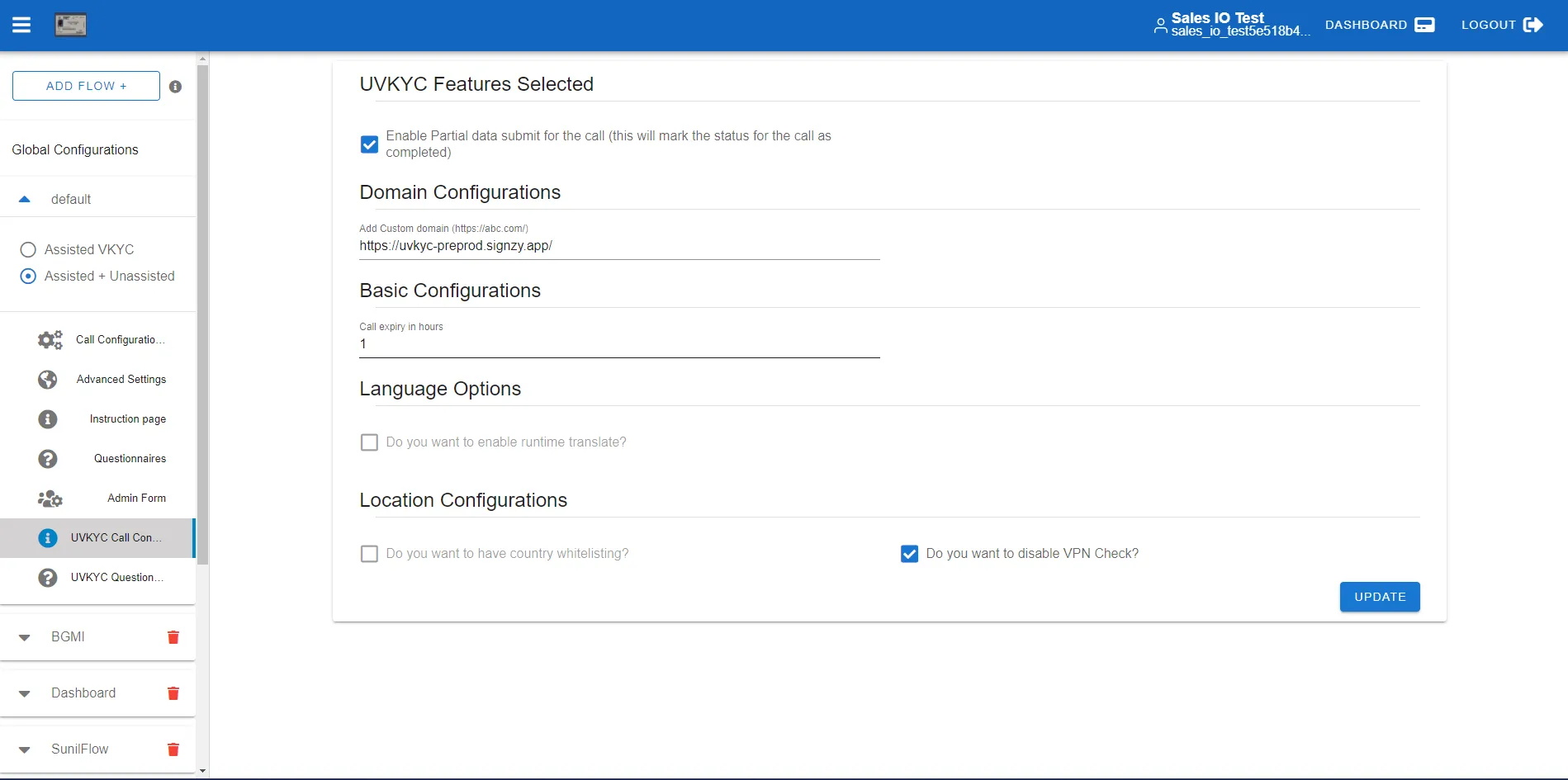 Call Configuration