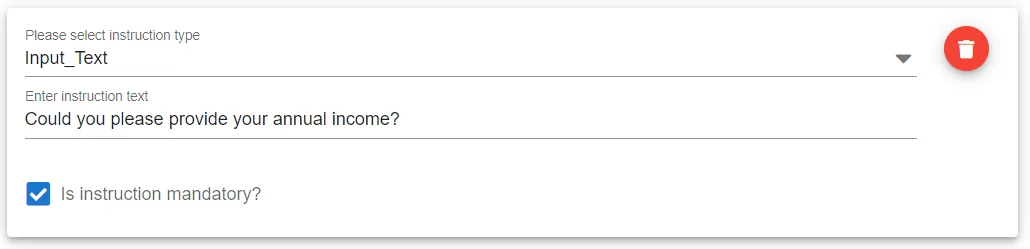 Input text Questionnaire Configuration
