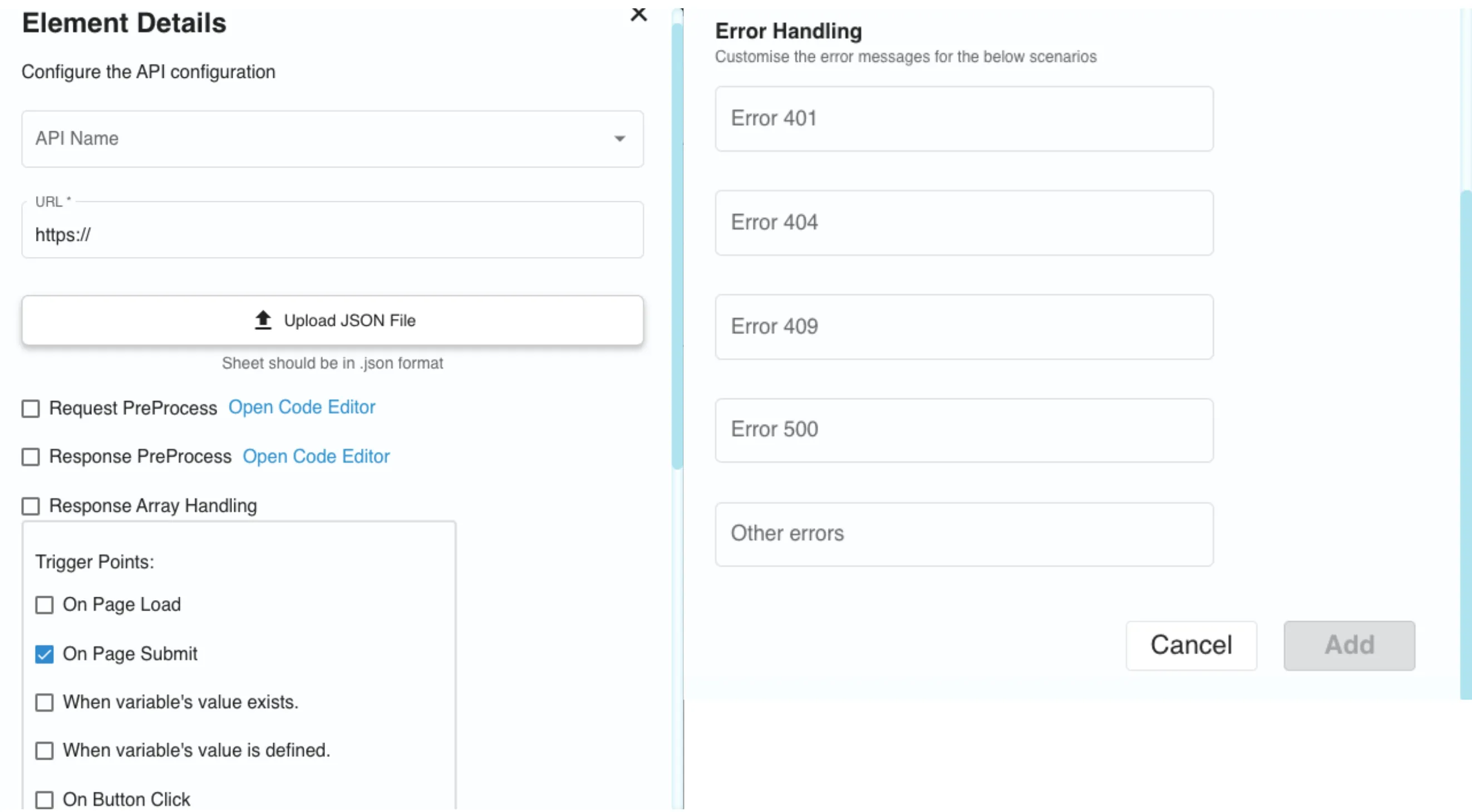 Element Details for Custom Integration Element