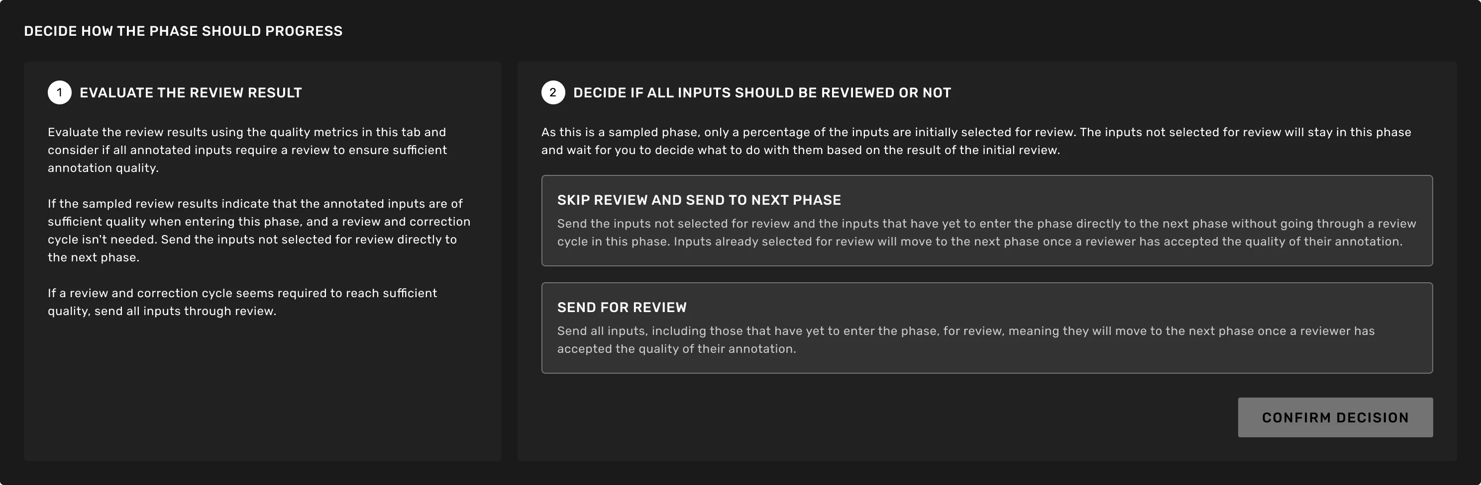 The decision interface