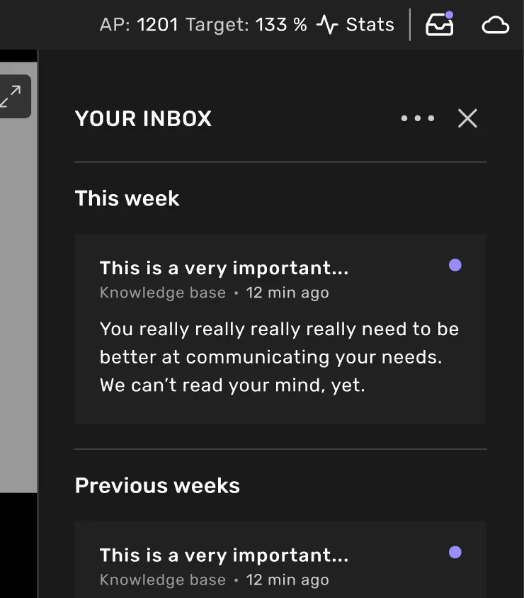 The inbox is open The inbox is open