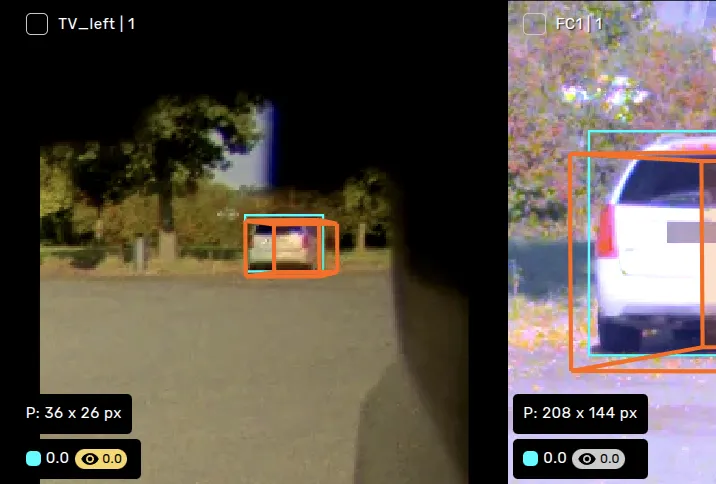 Estimated occlusion value for the object in two camera sources