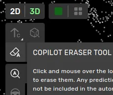 The eraser tool in the left side menu The eraser tool in the left side menu