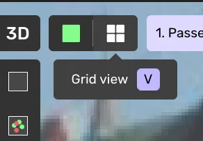 When you select an object the grid view can be activated in the top left corner