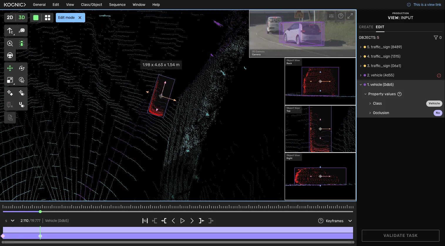 Task view example: 3D sequence task