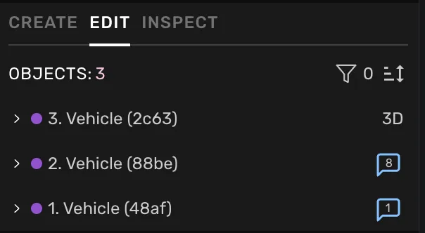 Object feedback icons