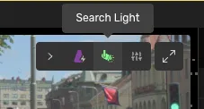 The search light button in the expanded toolbar