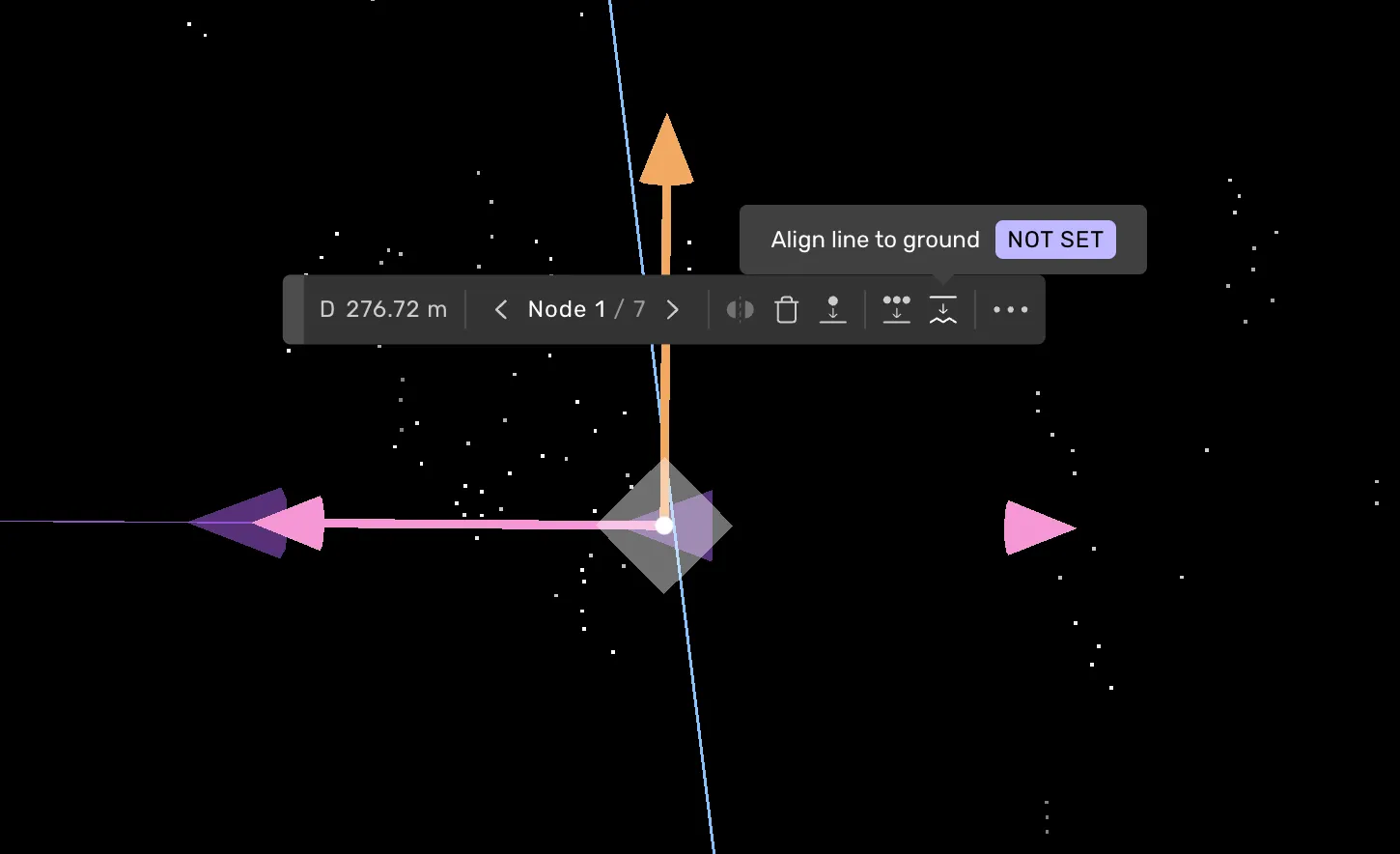 The "align line to ground" button in the action bar