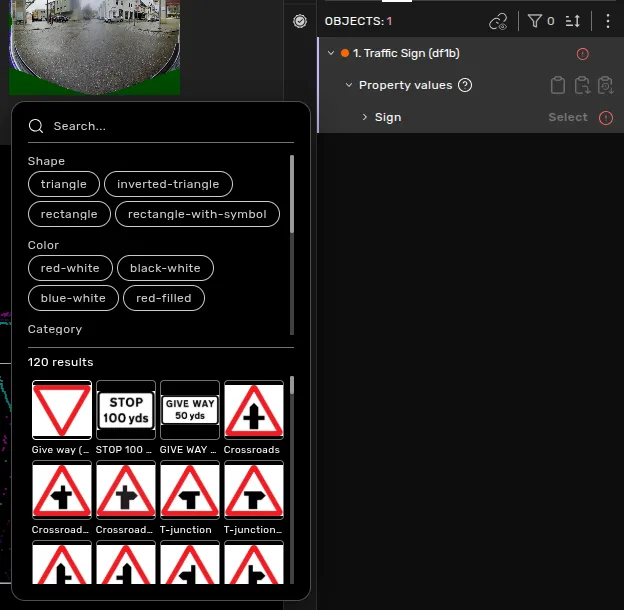 The image selector open
