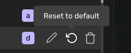 Reset individual keybindings Reset individual keybindings