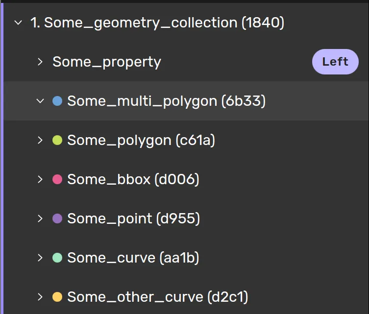 An example of a geometry collection with many different geometry types
